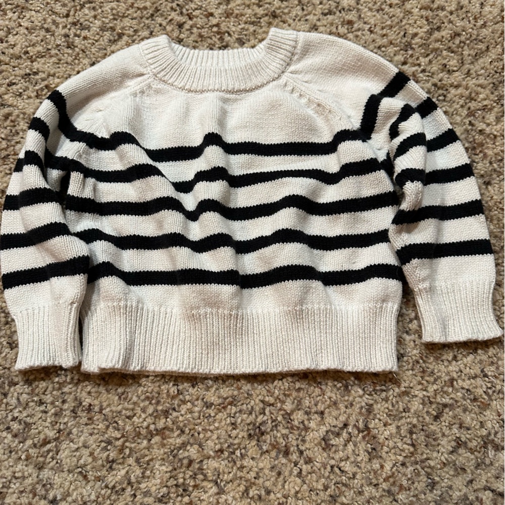 Elegant Black and White Striped Women's Sweater
